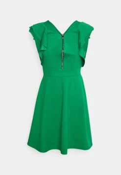 Wal G Danya Ruffle Sleeve Zip Skater Dress - Jerseyjurk - Leaf Green -Wal G 014407fbf2e14da5b4241ad1d57fb3a2