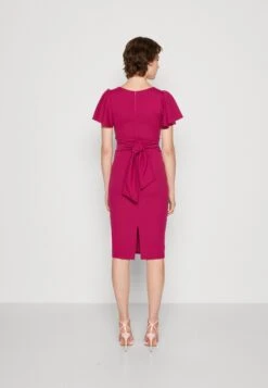 Wal G Tatiana Ruffle Sleeve Midi - Jerseyjurk - Raspberry -Wal G 046c926e5f404594ba8961af5792d758
