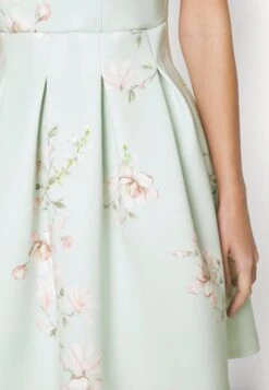 Wedding V Neck Print Skater - Cocktailjurk - Hellgrün -Wal G 04ac3103abfe49be865440ecdaefc7c5