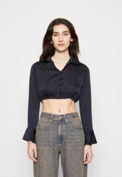 Wal G Liza Button Crop - Overhemdblouse - Navy