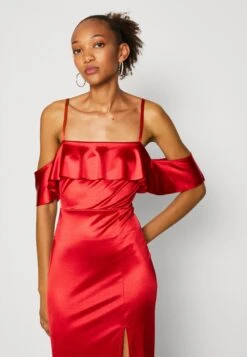 Wal G Gina Ruffle Midi - Cocktailjurk - Red -Wal G 0a91d89d1b114662b52ebe98b9151fb6