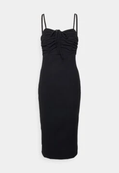 Cyndee Front Tie Midi Dress - Jerseyjurk - Black -Wal G 0c6a0e121e994e52b656e3474439252e