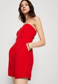 Wal G Christa V Neck Playsuit - Jumpsuit - Red -Wal G 0e09df7ebea84cea9d03d0102f677f0d
