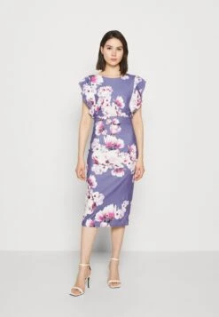 Wal G Diana Ruffle Sleeve Midi Dress - Jerseyjurk - Purple