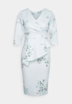 Isabella Wrap Print Midi - Jerseyjurk - Baby Blue -Wal G 123c60435bed45af9565dd696f60843c