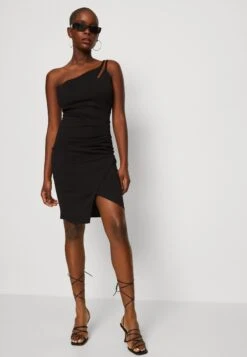 Wal G Valencia Cut Out One Shoulder Midi Dress - Jerseyjurk - Black -Wal G 17195b9a4b9647c98555d97a372c9ddd
