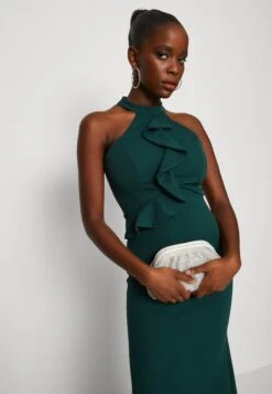 Wal G Tilly Ruffle Halter Neck Maxi Dress - Jerseyjurk - Forest Green -Wal G 179956e9e2ee4f2b913ad3f55585877a