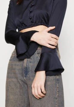 Wal G Liza Button Crop - Overhemdblouse - Navy -Wal G 22acbce856e54a1f9581cba276dc7939
