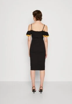 Wal G Simah Frill Midi Dress - Jerseyjurk - Black/Mango -Wal G 2e35973f71f6449d801711f1857ae26c