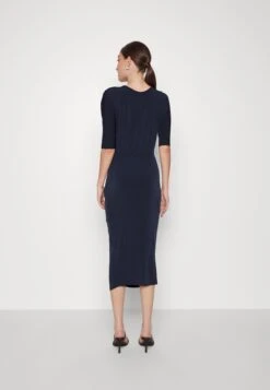 Knot Midi Dress - Jerseyjurk - Navy Blue -Wal G 2e73ed603d324b20a187855d6eac9ec1
