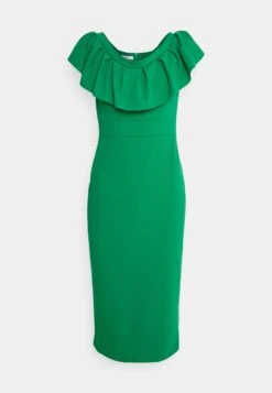 Wal G Himani Frill Neck Midi Dress - Jerseyjurk - Leaf Green -Wal G 3078c61c0678444ebbb97fc9460b17aa