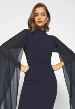 Wal G Cape Sleeve Dress - Cocktailjurk - Navy Blue -Wal G 3ba8b4a4fda64aa3a135a24decdb55c0