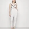 Wal G Print Contrast Plunge- Jumpsuit - White