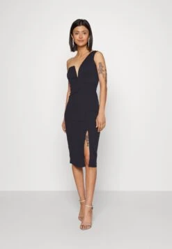 Wal G Gigi One Shoulder Midi Dress - Cocktailjurk - Navy Blue