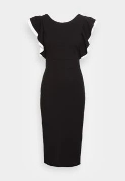 Wal G Kelly Ruffle Sleeve Midi Dress - Cocktailjurk - Black/White -Wal G 48c03449f33b4478aaae43a60d55e688