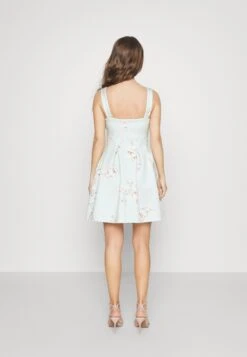 Wedding V Neck Print Skater - Cocktailjurk - Hellgrün -Wal G 4e81746cc1d04f05ae7aad9ca52450c9