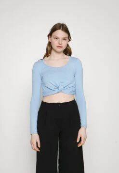 Wal G Karina Tie Top - Longsleeve - Dusty Blue