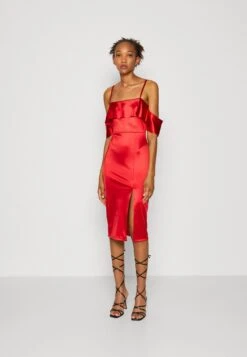 Wal G Gina Ruffle Midi - Cocktailjurk - Red