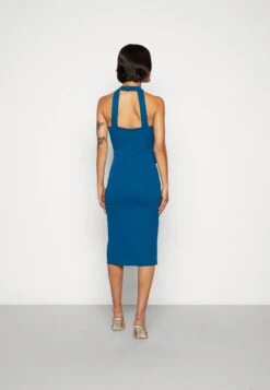 Wal G Sasha Frill Neck Midi Dress - Jerseyjurk - Dark Teal Blue -Wal G 57e6f08cdc9e4bfdacf13548a42accb6
