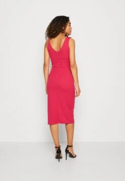 Wal G Sweeny Peplum Midi Dress - Jerseyjurk - Dark Fuchsia -Wal G 5b72f07719594020961ed925936f17b8
