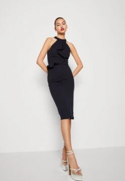 Wal G Sasha Frill Neck Midi Dress - Jerseyjurk - Navy Blue -Wal G 61b1a38812124e62b09c411de2867259