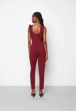 Wal G Rayna Ruffled- Jumpsuit - Berry Wine -Wal G 67ea17d5da404c919538168036a2d1d1
