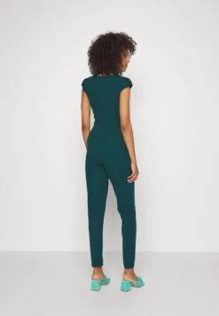 Wal G Short Sleeve V Neck - Jumpsuit - Forest Green -Wal G 6832c6b77cde4141bc77cb7c673fd1af