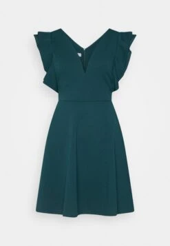 Wal G Lucia V Neck Frill Sleeve Skater Dress - Cocktailjurk - Forest Green -Wal G 68cd0a138bb84862b85359733b0cea2d