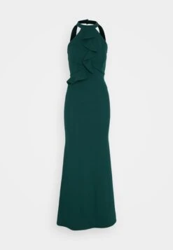 Wal G Tilly Ruffle Halter Neck Maxi Dress - Jerseyjurk - Forest Green -Wal G 6e6fc15a50694b0c8aefb6ee59b71217