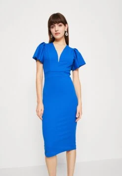 Wal G Antalya Ruffle Midi - Cocktailjurk - Electric Blue -Wal G 6fa91054d3804ba9832e39423a216bf4