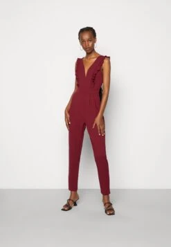 Wal G Rayna Ruffled- Jumpsuit - Berry Wine