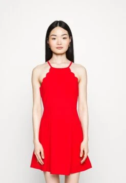 Scallop Edge Dress - Jurk - Red