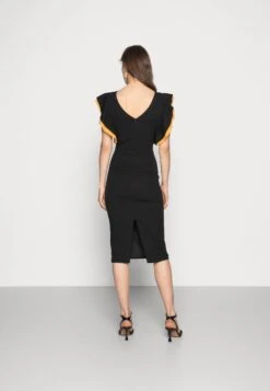 Wal G Kelly Ruffle Sleeve Midi Dress - Cocktailjurk - Black -Wal G 7f6ceca4ebc3430f8e15c6da4334f563