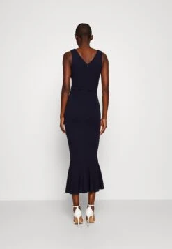 Anabella Ruffle Bottom Midi - Cocktailjurk - Navy Blue -Wal G 82522e907dd1410ea6ddf8c69c929787