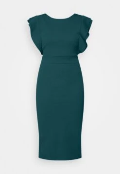 Wal G Diana Ruffle Sleeve Midi Dress - Jerseyjurk - Dark Teal Blue -Wal G 850721e6533e4bdf9527085d976465fd