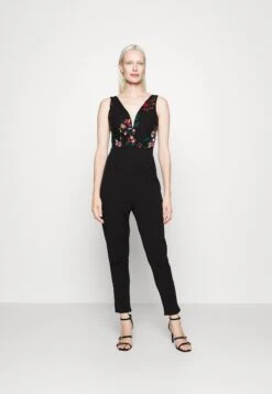 Contrast Plunge - Jumpsuit - Black