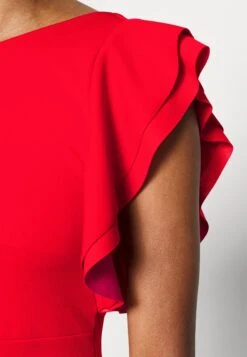 Contrast Frill Sleeve Midi Dress - Jerseyjurk - Red/Fuchsia -Wal G 87a87176fa2847e9992bbccefed9bad1