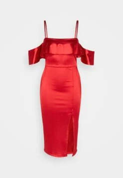 Wal G Gina Ruffle Midi - Cocktailjurk - Red -Wal G 8ae0a0e4355d4039a0353dd7f244ca66
