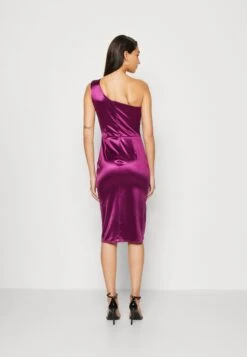 Wal G Niomi One Shoulder Midi - Cocktailjurk - Magenta -Wal G 8e4e7b24376c435c9b4966fa2251df6c