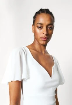 Lembera Sleeve Midi Dress - Etui-Jurk - White -Wal G 9018bd88646340dbbd0fd0bcca0f6364