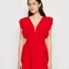 Wal G Lucia V Neck Frill Sleeve Skater Dress - Cocktailjurk - Red