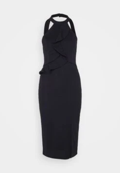 Wal G Sasha Frill Neck Midi Dress - Jerseyjurk - Navy Blue -Wal G 9afab5b320164623b2d82ba9bc80c514