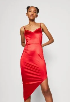 Wal G Archie Asymmetric Midi - Cocktailjurk - Red -Wal G 9c6b916903464019bbc845dc34233eed