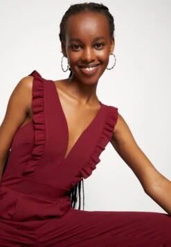 Wal G Rayna Ruffled- Jumpsuit - Berry Wine -Wal G a07a14d2e73f4356b41b2f13aec7f286