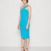 Wal G Meg One Shoulder Midi - Cocktailjurk - Mediterranean Blue