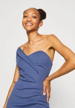 Wal G Milly One Shoulder Dress - Jerseyjurk - Denim Blue -Wal G a7b7f8972e9341128dae8efde1ab243e
