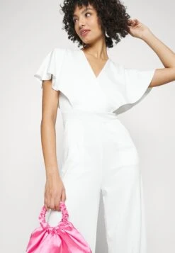 Wedding Betty V Neck Wrap - Jumpsuit - White -Wal G b2be8dc283c04e949a194b3f609b96e3
