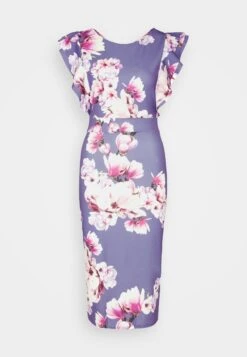 Wal G Diana Ruffle Sleeve Midi Dress - Jerseyjurk - Purple -Wal G b51a1300633e4317b5e97165d99c31c2