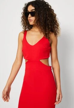 Wal G Brodie Cut Out Midi - Jerseyjurk - Red -Wal G b71c84edc5644468abf2751f97ff3400