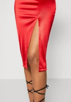 Wal G Gina Ruffle Midi - Cocktailjurk - Red -Wal G b7adacc29de84a74a22cb4ac917d5e2f